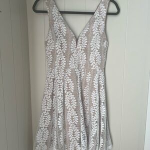 Lulu's White Lace Mini Skater Dress